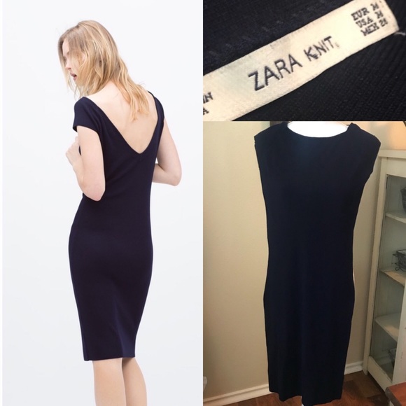 Zara Dresses & Skirts - zara navy knit bodycon
